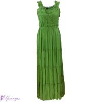 Langes Sommerkleid, Trägerkleid in grün, orange und weiß